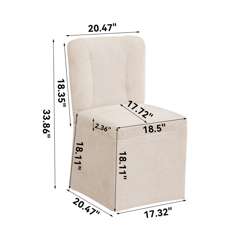 Chaise sans accoudoirs en mélange de lin, Gris
