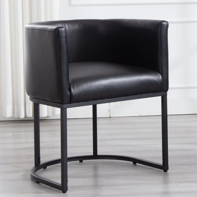 Chaise rembourrée en similicuir avec accoudoirs