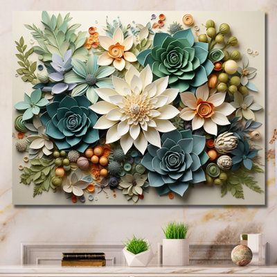 Green Succulents Flowers Serene Succulents VI - Succulent Wall Art