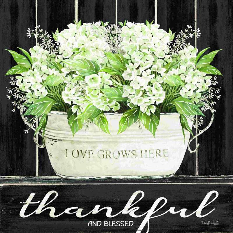 «Thankful and Blessed» par Cindy Jacobs - reproduction sur toile tendue, H 12 po x l 12 po