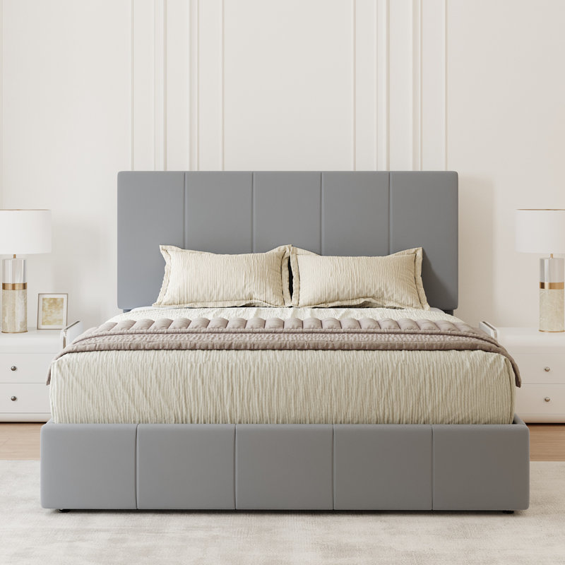Lit plateforme entièrement rembourré, lit en velours moderne avec tête de lit capitonnée, conception sans poussière, grand / double / très grand