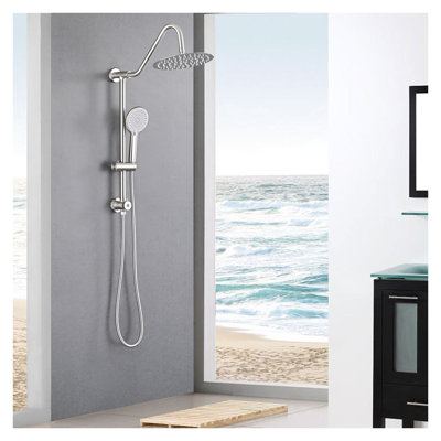 10-inch Rainfall Shower Head with Handheld, Brushed Nickel Shower System with Adjustable Slide Bar and 3-Function Spray Settings