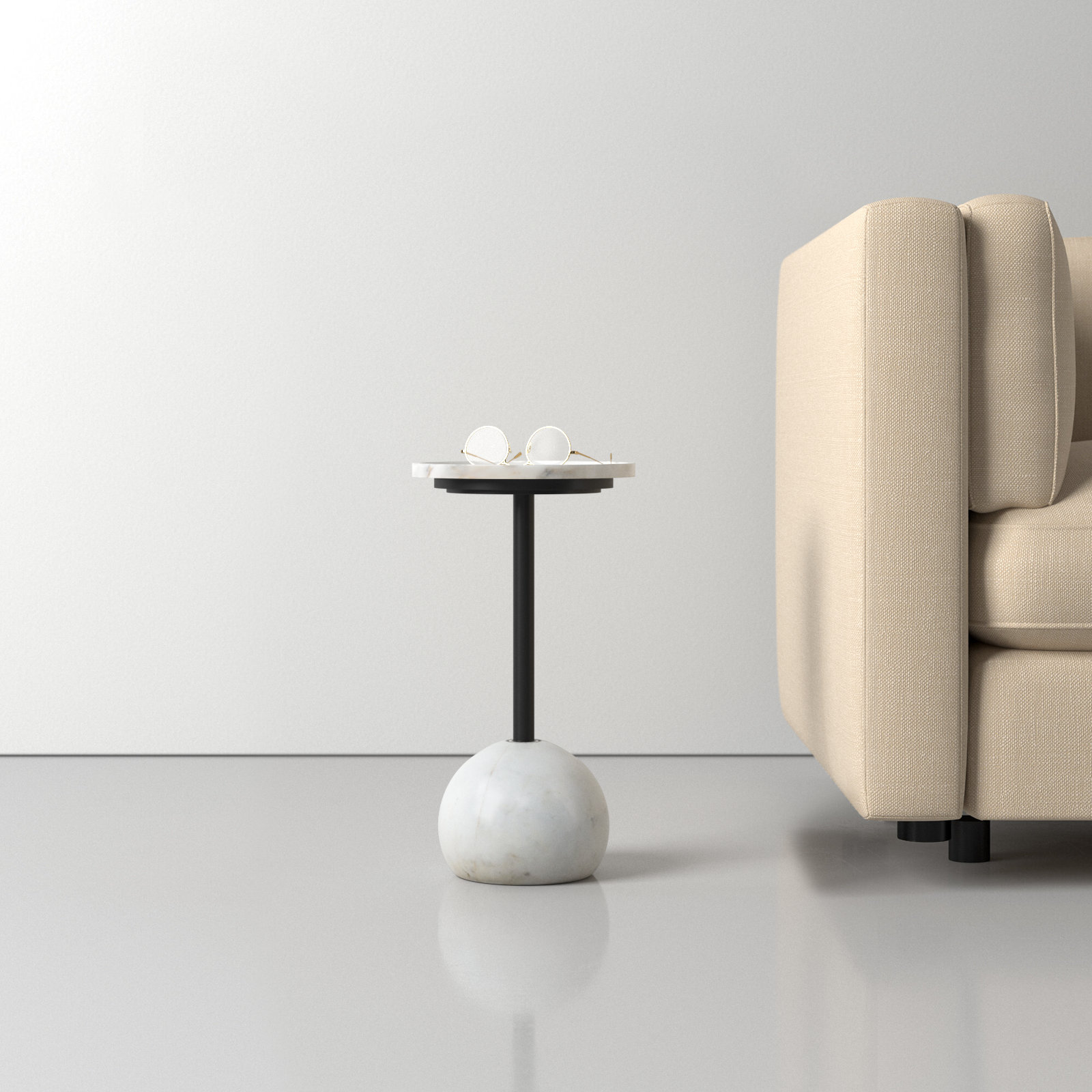 Nessie End Table, Polished White