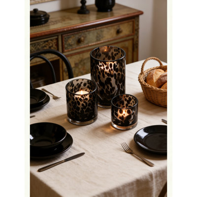 Glass Candle Holders Set Of 3, Cylinder Vases For Rustic Table Centerpieces