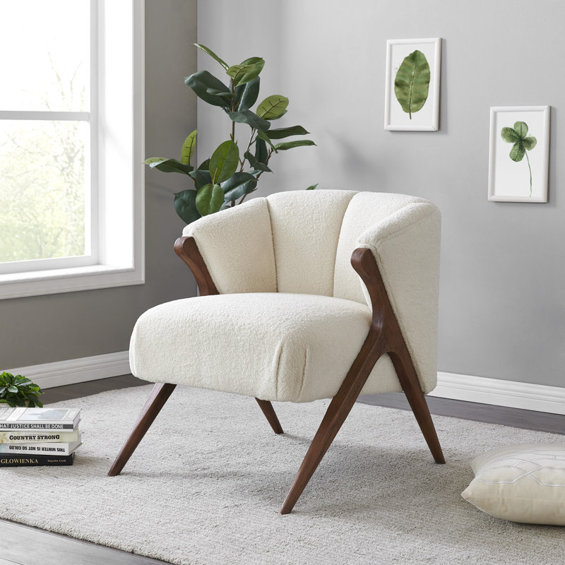 Riceboro 27'' Wide Barrel Chair, Beige Fabric 