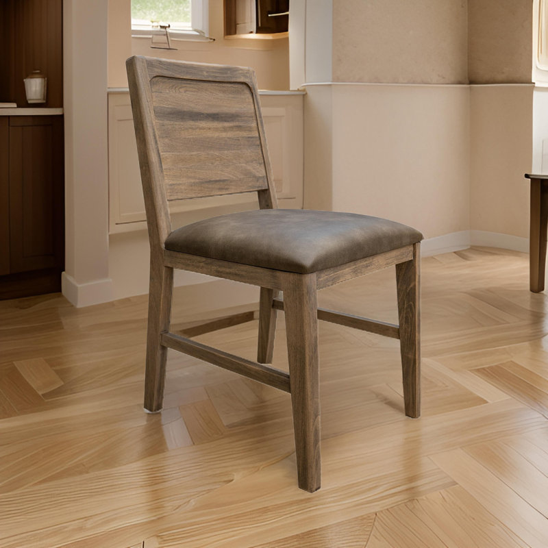 Ensemble de 2 chaises d'appoint Okai, dossier rembourré, bois massif, Noyer