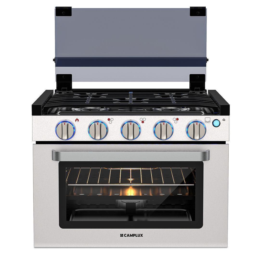 Camplux RV Stove Gas Range 17 inches Tall, Gas Range Oven with 3 Burners Cooktop for RV, RGS17MSF Camplux