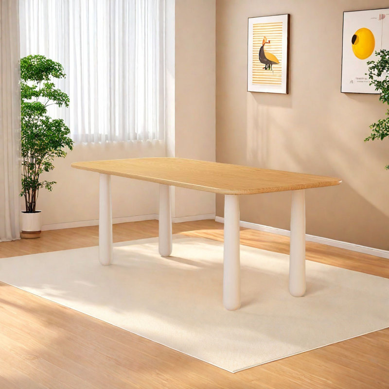 Solid Wood Rectangular Dining Table, Sturdy Legs, 29.5"H x 55.1"L x 27.6"W