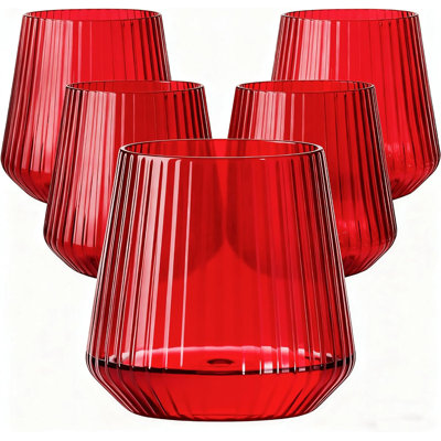 40-Piece 14 oz Red Plastic Wine Glasses
