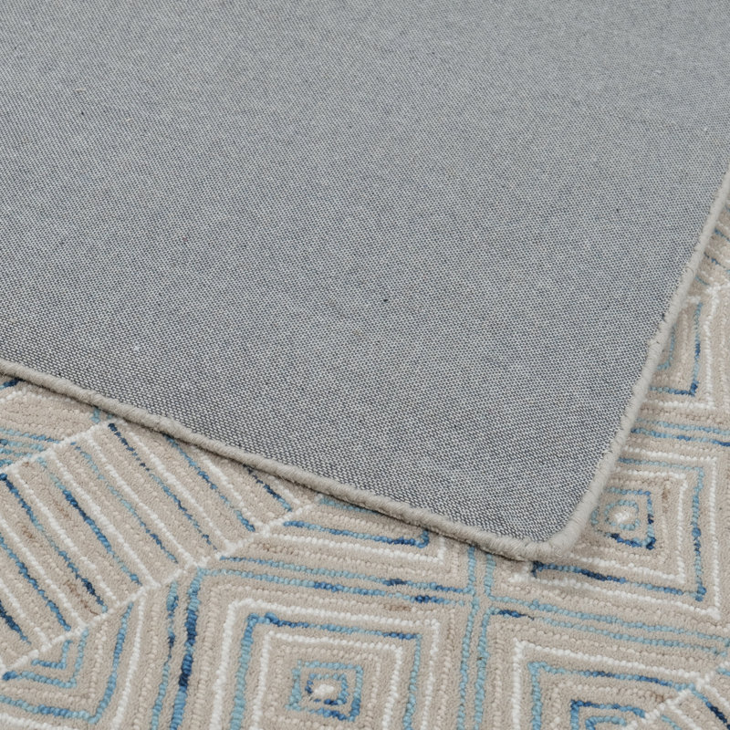 Odyssey Hand-Tufted Cut/Loop Pile Textured Geometric Wool Rug, 2'3" x 8'