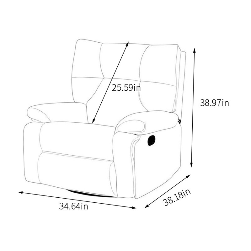 Taleigha Upholstered Swivel Recliner, Yellow