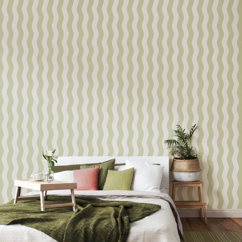 Wavey Stripe - Apple & White