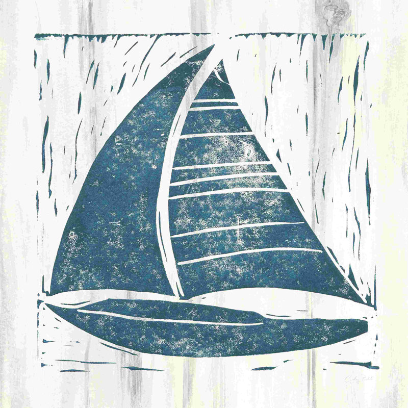 Collage nautique IV sur bois blanc, H 12 po x l 12 po, No, Toile tendue