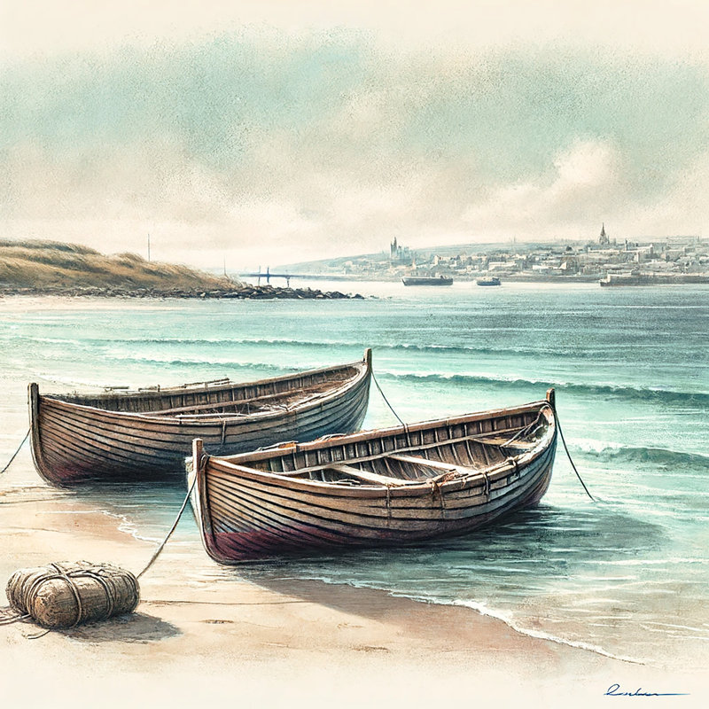 Impression sur toile rustique avec embarcations rustiques, H 30 po x l 30 po x P 1,5 po