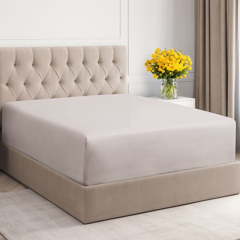Extra Deep Pocket Fitted Sheet Only, Cooling & Breathable Bed Sheet, Soft, Fits 18–24 Inch Mattress, Light Gray, Full