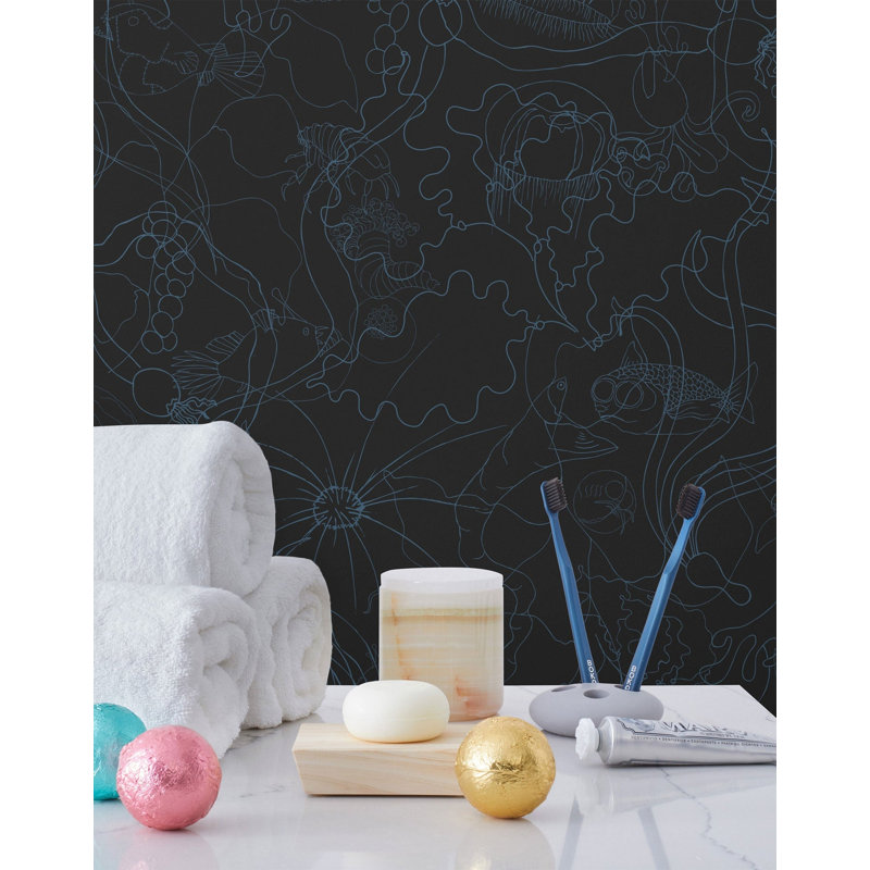 Underwater World Wallpaper | Traditional / Roll - 27" x 30', Graphite