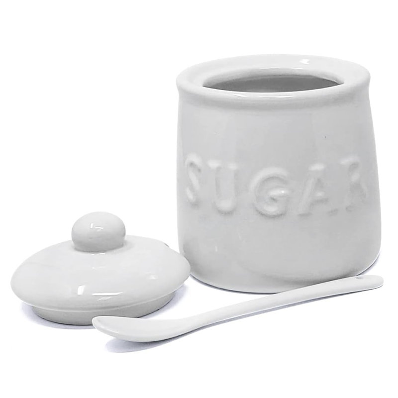 Ensemble 16 oz. De pots à sucre en céramique - Blanc