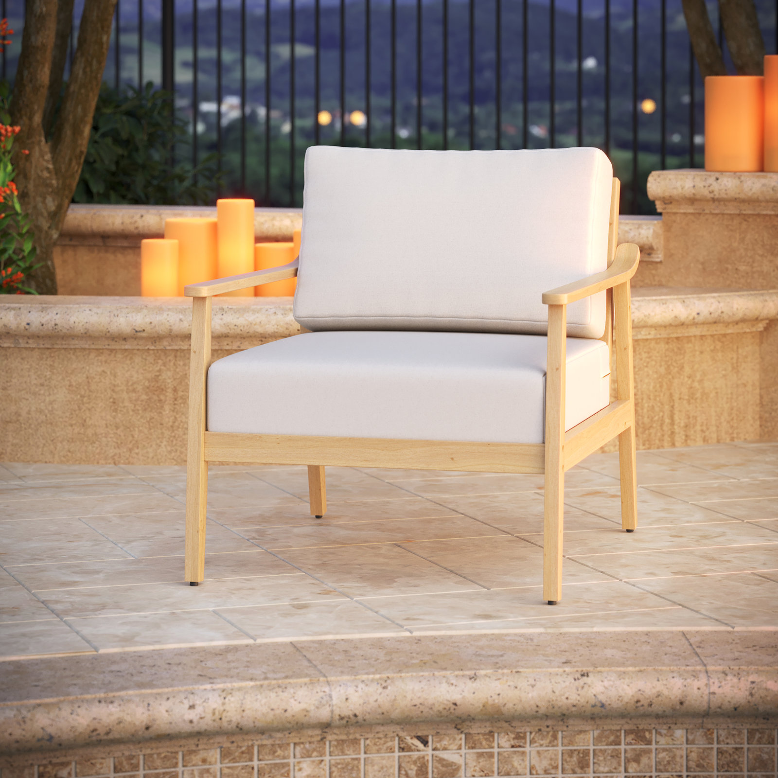 Amala Outdoor Sunbrella® Seat/Back Cushion, Sunbrella® Canvas Natural, 28.5" W x 28.5" D