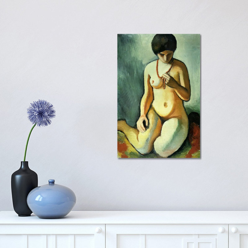 Nude with Coral Necklace 1 Piece Wrapped Canvas Wall Art