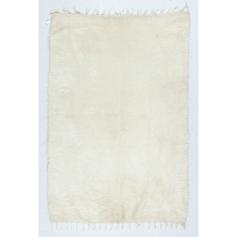 New Flat-weave Kilim Rug made of goat's wool, Plain Cream Bed Cover, Rectangle 9'2" x 14'