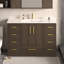 Meuble-lavabo 48 po avec rangement abondant | 11 tiroirs et 2 portes à fermeture en douceur, plateau en résine et armoire en panneau de fibres à densité moyenne, style transitionnel pour salle de bain principale-131246846
