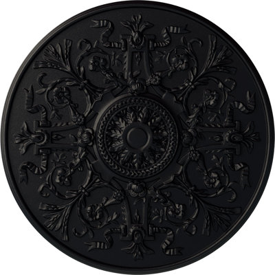 Endurathane Versailles Ceiling Medallion, 33"OD x 1 3/4"P (Fits Canopies up to 3 1/4"), Hand-Painted Steel Gray Finish