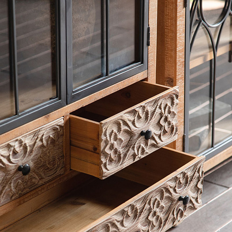 Classic Do Old Solid Wood Iron Bookcase