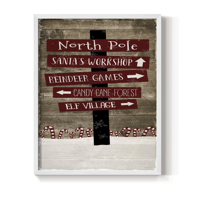 North Pole Framed Print - Solid Wood, 21" H x 17" W, White