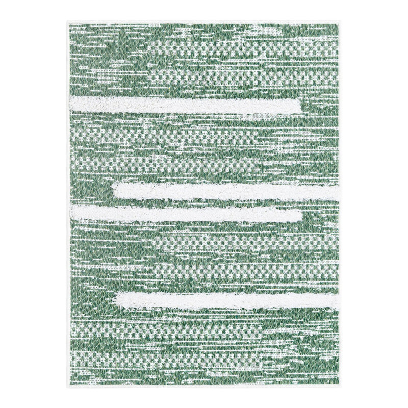 Tapis vert en coton tissé à la machine Jermeka, Rectangle 2 pi 3 po x 3 pi 1 po