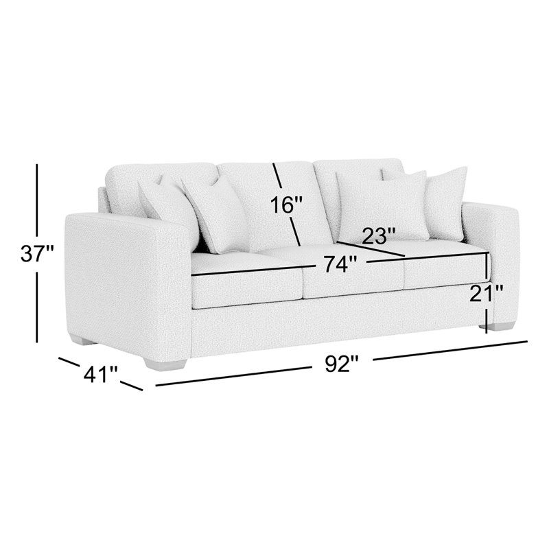 Canapé à accoudoirs carrés Anaiza, Polypropylène / oléfine blanc, 37" H x 92" W x 41" D