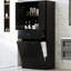Armoire de rangement noire pour salle de bain - 2 lavabos et construction robuste avec tiroir à surface lisse-2021642546