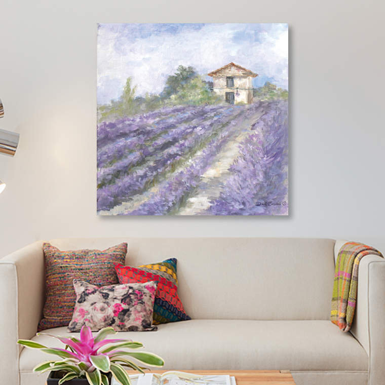 Lavender Fields by Debi Coules - Painting on Canvas, 45.72 cm H x 45.72 cm W, No Frame