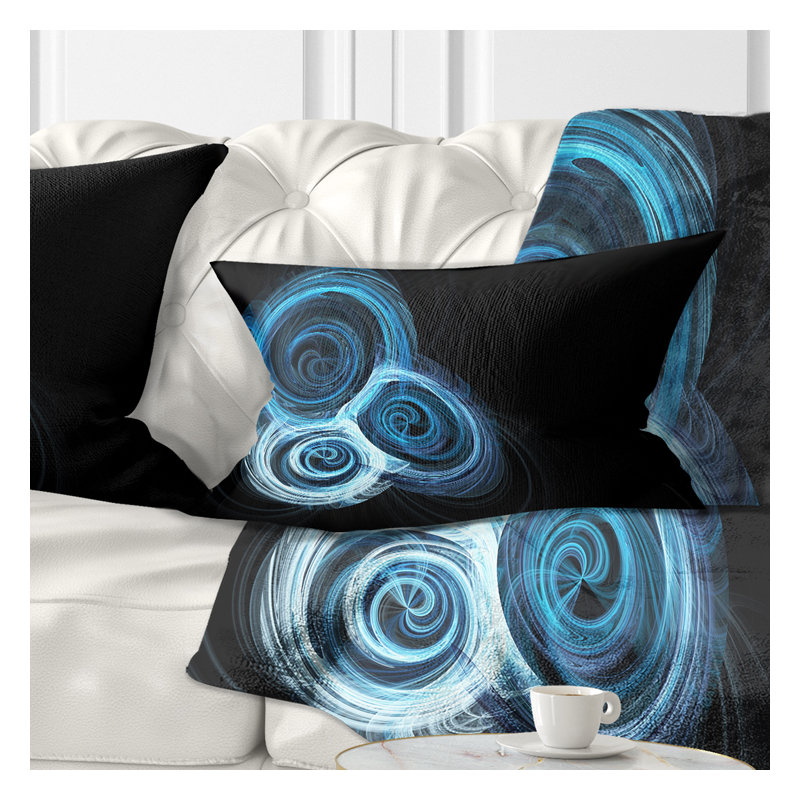 Blue Spiral Nebula on Black - Abstract Printed Pillow