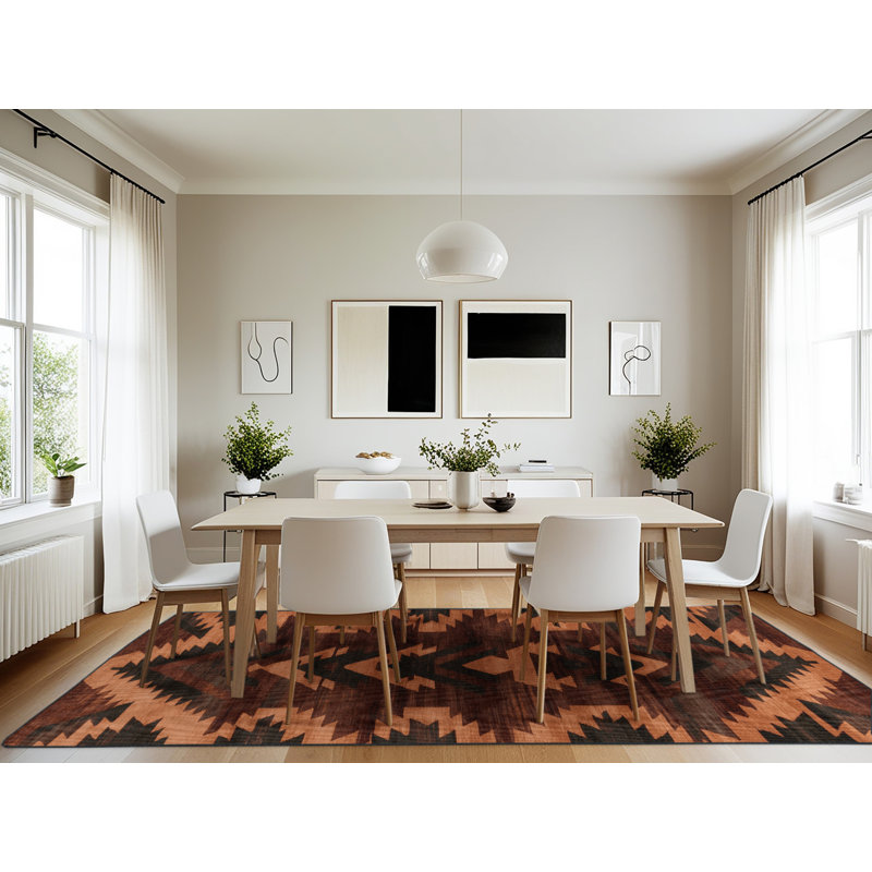 Machine Washable Persian Black Area Rug, Rectangle 7' x 10'
