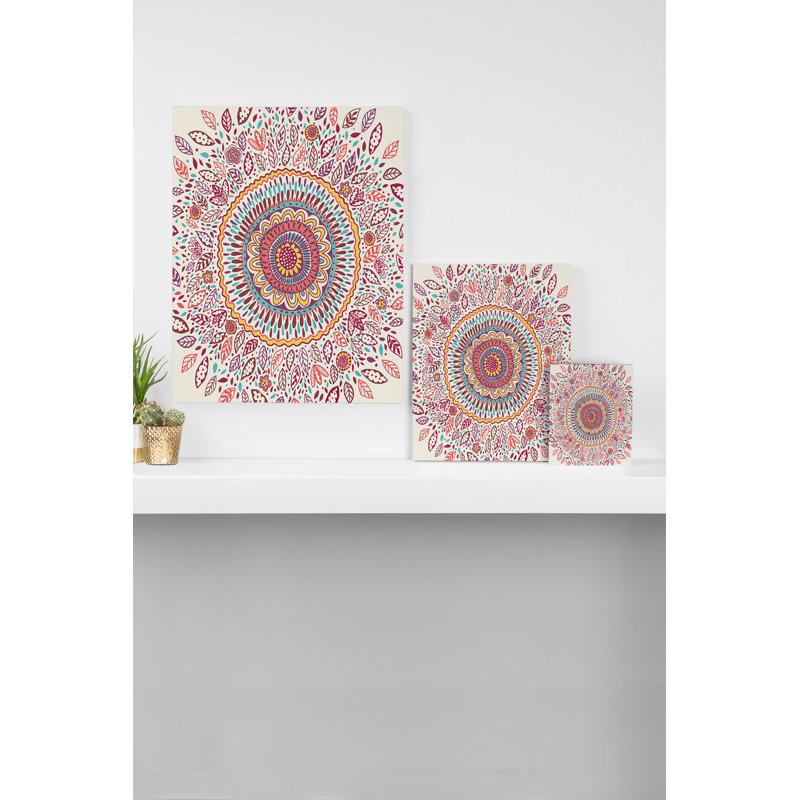 «Sunflower Mandala», impression, H 20 po x l 16 po x P 2 po, Toile tendue, Pas de tapis