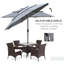 Parasol de marché extérieur gris foncé de 9 pi 3 po avec manivelle et bouton-poussoir inclinable pour terrasse de jardin gris avec paire de patios