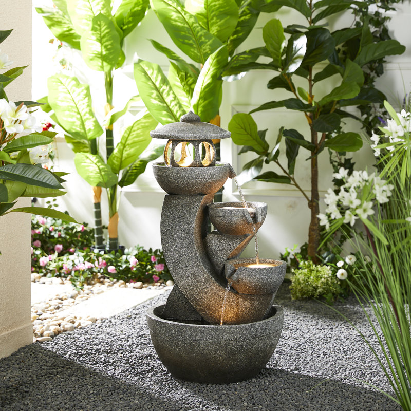 Gibout Outdoor Sculptural Fountain with Lights