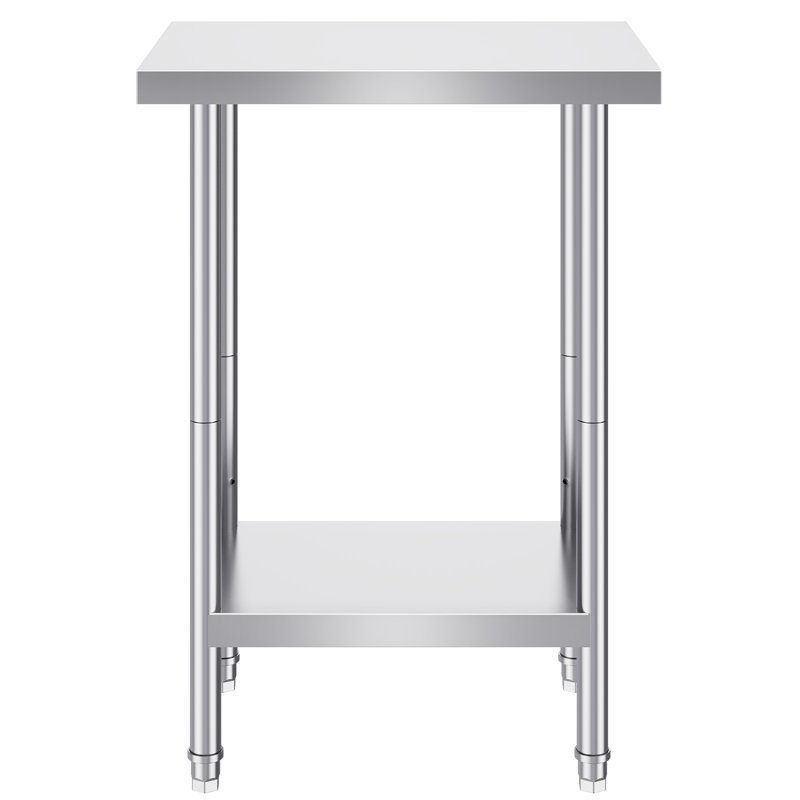 Table de préparation en acier inoxydable table de travail en métal robuste avec 3 niveaux de hauteur réglables