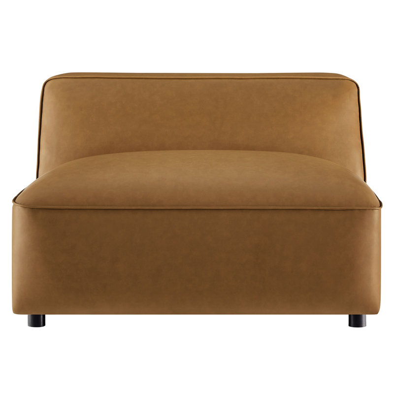 Fauteuil modulaire en cuir sans accoudoirs Auren, Cuir camel végétalien