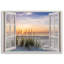 Mural, Window View Of The Beach Sea - No Frame Print on Canvas-98483208
