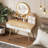 Makeup Vanity Desk with 3 Adjustable Lighted Mirror with solid wood table feet , Dressing Table Set with 4 drawers and 3 open shelves  for Small space Bedroom