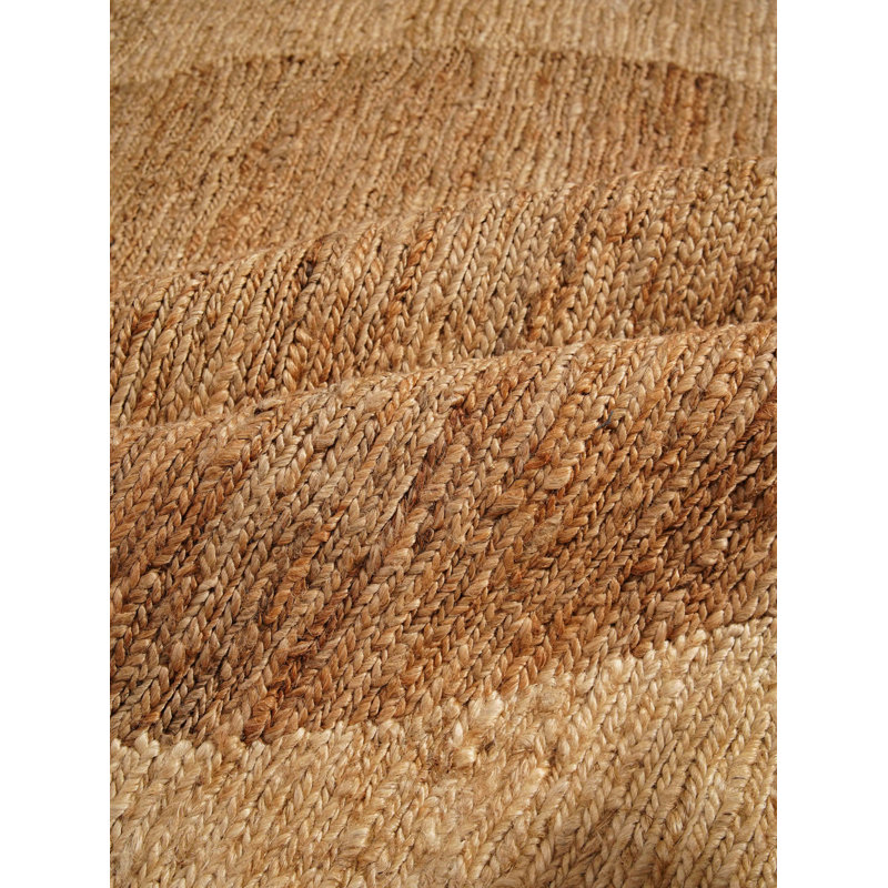 Heller Hand Knotted Sumak Jute Eco-Friendly Solid Area Rugs - Round, Light Brown White Color, Contemporary Modern Design, High Pile, Natural Fiber, Outdoor Indoor Handmade Area Rugs for Living Room, Bed Room