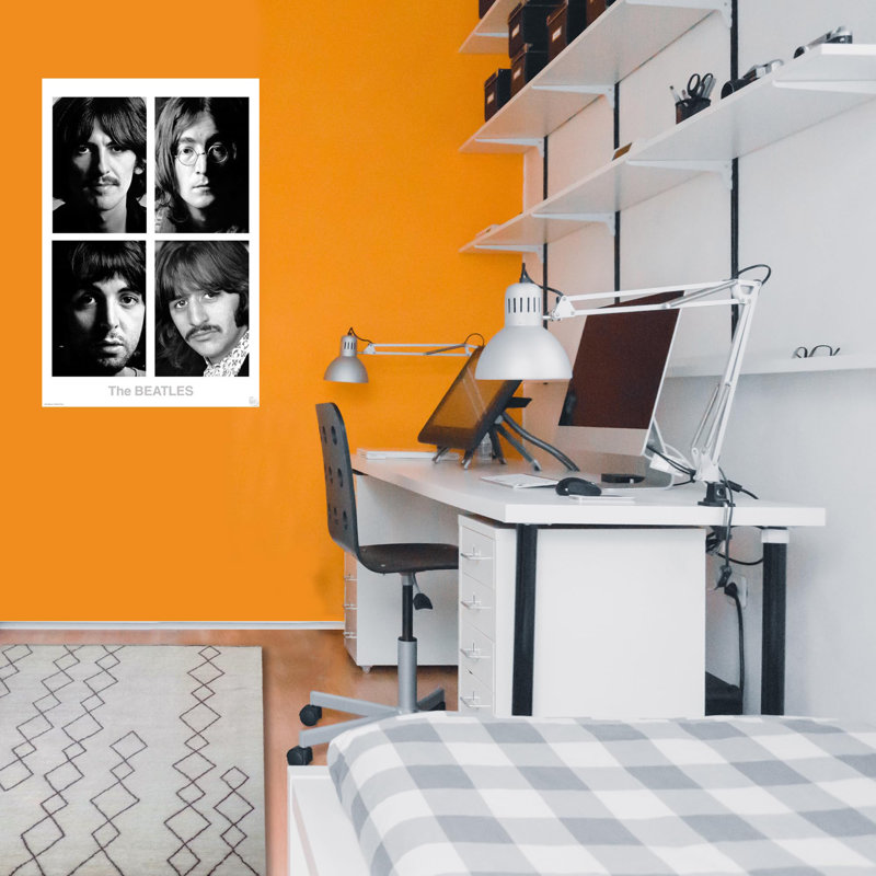  Officiellement sous licence des Beatles blanc, couverture d'albums noir et blanc 24 x 36 po, affiche d'art - reproduction décorative - papier affiche - prêt à encadrer