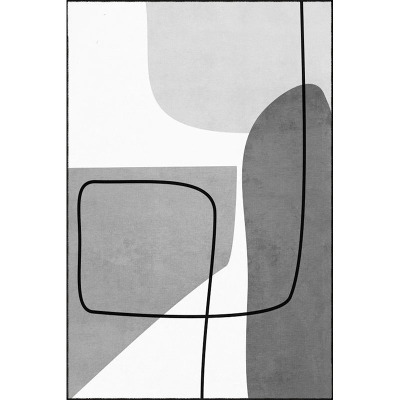 Tapis à motif géométrique noir et gris, Sous-tapis rectangulaire de 3 pi 3 po x 4 pi 11 po