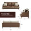 Canapé 83,5 po à accoudoirs roulés, canapé réversible en similicuir et velours côtelé avec sièges profonds, 2 coussins décoratifs inclus pour le salon et le bureau personnel-316745359
