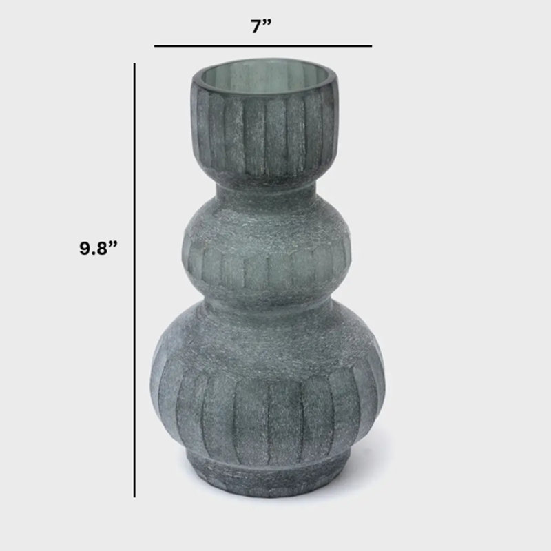 Glass Vase | 9.8" Long Grey Vase