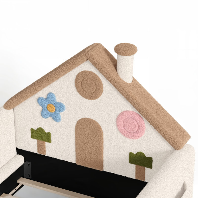 Lit tapissier Nestled Cottage House, Lit simple, Beige + naturel