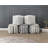 Modern Square Pouf Off-White Jacquard Fabric Upholstered Ottoman, Non-Slip Floor Pouf, Bean Bag Chair, 1Pc Sitting Pouf