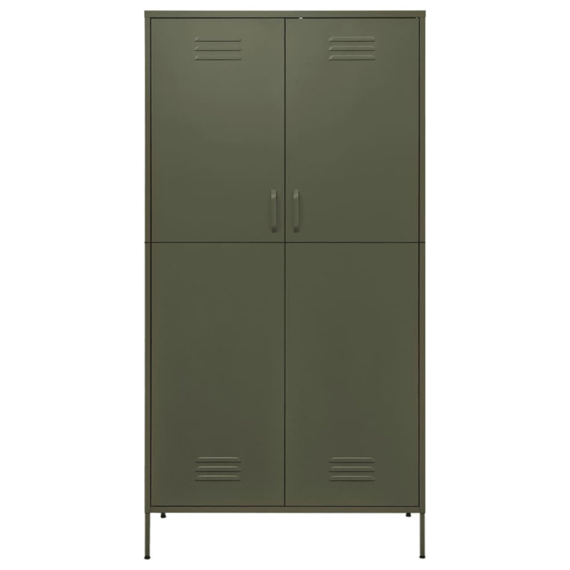 Branwell 2 Door Steel Wardrobe, Olive Green