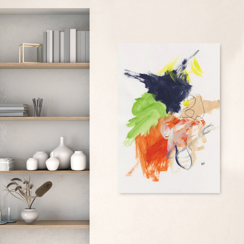 «Vibrant Abstract Gestures», art abstrait coloré et audacieux, 48" H x 32" W